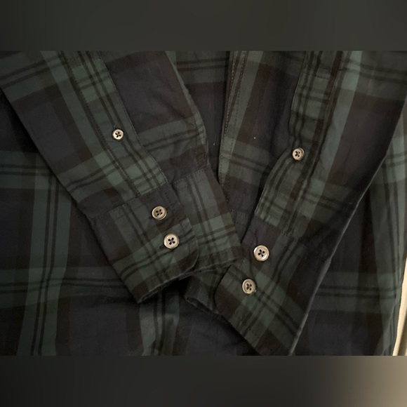 J Crew pullover long sleeve plaid beaded sequin pocket, half button down shirt - Picture 7 of 10